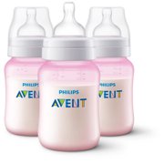 Philips Avent 9 oz Pink Edition Anti-Colic Wide-Neck Bottles 1m+, 3 count