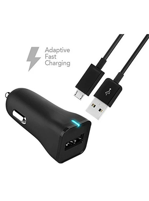 Samsung Galaxy Alpha Charger Micro USB 2.0 Cable Kit by Ixir - (Car Charger + Cable) True Digital Adaptive Fast Charging uses dual voltages for up to 50% faster charging!