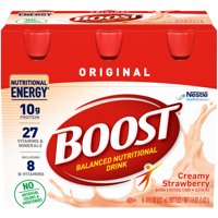 Boost Original Ready to Drink Nutritional Drink, Creamy Strawberry Nutritional Shake, 6 - 8 FL OZ Bottles