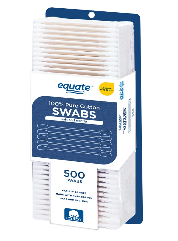 Equate 500 Count White Cotton Paper Stick Swabs