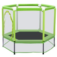 55 Toddlers Trampoline with Safety Enclosure Net and Balls, Indoor Outdoor Mini Trampoline for Kids