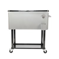 UBesGoo 80 Quart Patio Cooler Rolling Cooler Ice Chest with Shelf, Wheels and Bottle Opener, Iron Ice Chest Portable Patio Party Drink Cooling Cart