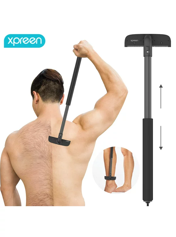 Back Shaver, ifanze Adjustable Telescopic Back Hair Removal Shaver, Portable Painless Back Hair Trimmer Professional Body Groomer for Wet or Dry Trimmer Kit