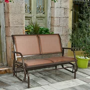 Gymax 48'' Outdoor Patio Swing Glider Bench Chair Loveseat Rocker Lounge Backyard Brown