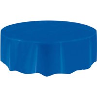 Royal Blue Plastic Party Tablecloth, Round, 84in