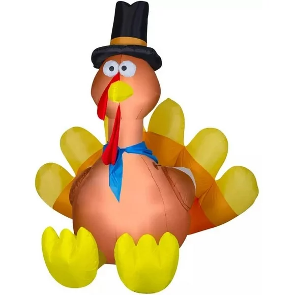 8 1/2' Gemmy Airblown Inflatable Thanksgiving Harvest Turkey Yard Decoration