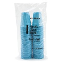 Disposable Plastic Drinking Cup, Blue, 5 Ounce, McKesson - Pack of 100