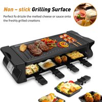 Lowestbest 1200W Electric Raclette Grill, BBQ Griddle, Outdoor Grill Griddle with Removable Grill Plate And Individual Trays