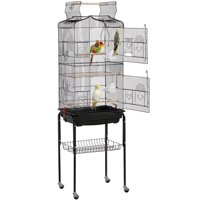 SmileMart 64" Large Metal Rolling Bird Cage with Open Play Top, Multiple Colors