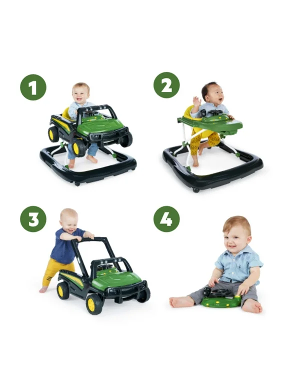 John Deere Gator 4-in-1 Green Baby Activity Center & Push Walker with Removable Steering Wheel Toy, Infant, Unisex