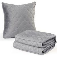 Haitral 2-in-1 Zipper Pillow- Travel Large Blanket in Grey