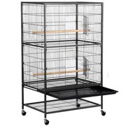 Yaheetech 52''Bird Cage Large Wrought Iron Flight Cage with Rolling Stand+2 Doors+4 Feeder Trays+2 Perches for Parrot Cockatiel Cockatoo Parakeet Finches