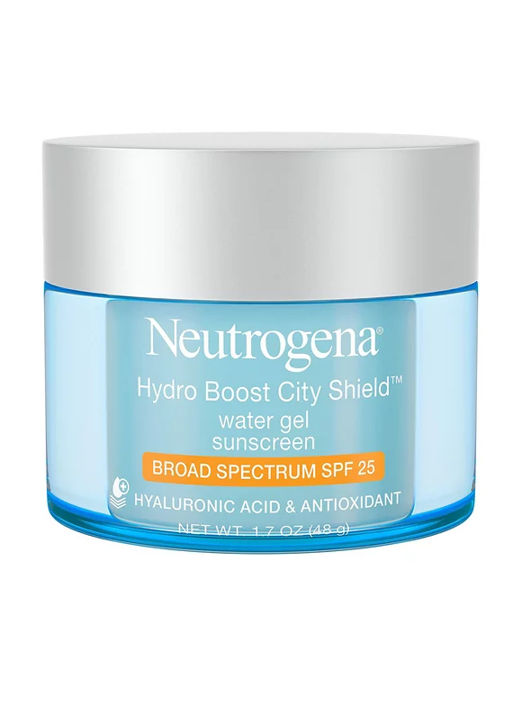 Neutrogena Hydro Boost City Shield Water Gel with Hydrating Hyaluronic Acid, Facial Moisturizer with Broad Spectrum SPF 25 Sunscreen, Oil-Free, Alcohol-Free, Non-Comedogenic, 1.7 oz