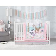 Parent's Choice Woodland Animal Nursery Crib Bedding Set, Crib, Pink, 3-Pieces