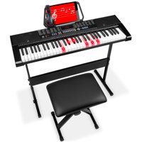 Best Choice Products 61-Key Electronic Keyboard w/ Light-Up Keys, 3 Teaching Modes, H-Stand, Stool, Headphones - Black