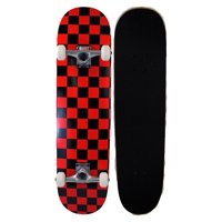 Runner Sports Complete Full Size Maple Checkerboard Deck Skateboard - Red