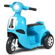 Costway 6V Electric Kids Ride on Motorcycle 3 Wheel Scooter w/ Headlight & Sound Blue