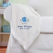 Personalized Sweet Elephant For Him Cream Baby Blanket