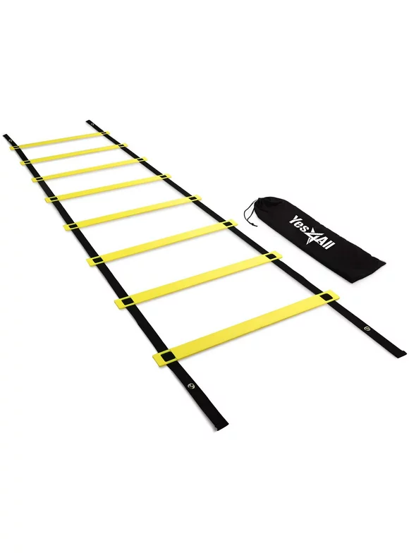 Yes4All Agility Ladder With Carry Bag, 8 Rungs, Yellow
