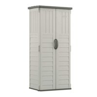 Suncast 22 cu. ft. Vertical Resin Storage Shed for Backyard and Patio, Light Taupe