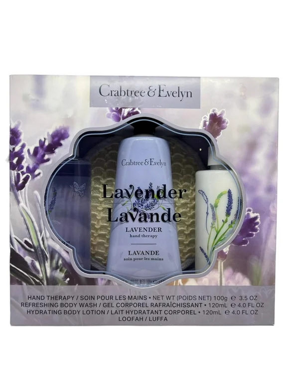 Crabtree & Evelyn Lavender Hand Therapy, Body Wash, and Body Lotion Set