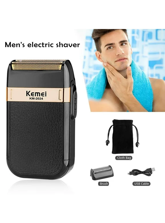 Amerteer Kemei Electric Shaver KM-2024 Rechargeable Head Can Be Washed for Shaving and Shaving Head USB Double Net Design Rechargeable Electric Foil Shaver Wireless Charging Electric Shaver