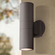 Possini Euro Design Modern Outdoor Wall Sconce Fixture Bronze 11 3/4" Tempered Glass Lens Up Down for Exterior House Porch Patio
