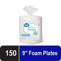Great Value Soak-Proof Foam Lunch Plates, 8 7/8", 150 Count