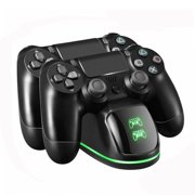 For PS4 Controller Charging Station Dock Stand - Dualshock Dual Controller LED Charger Base Compatible with Sony PlayStation 4 PS4 Pro PS4 Slim Wireless Gaming Controller with USB Cable