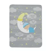 Personalized Moon & Stars Announcement Baby Blanket - Blue