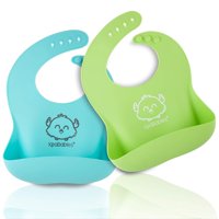 Silicone Baby Bibs - Waterproof, Easy Wipe Silicone Bib for Babies, Toddlers - Baby Feeding Bibs with Large Food Catcher Pocket - Travel Bibs Set for Boys, Girls - Food Grade BPA Free (Cotton Candy)