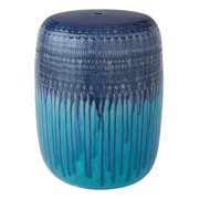 Better Homes & Gardens Blue Teal Glazed Ceramic Garden Stool, 17"