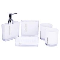 WALFRONT 5PC/Set Acrylic Bathroom Accessories Bath Cup Bottle Toothbrush Holder Soap Dish Purple,Red,Black,White