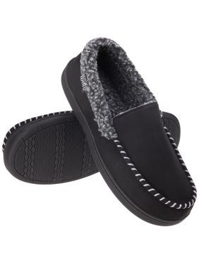 VONMAY Men's Moccasin Slippers Fuzzy House Shoes with Whipstitch Indoor/Outdoor