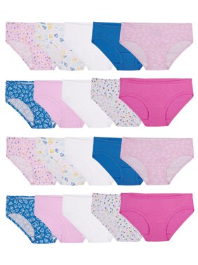 Fruit of the Loom Girls' Underwear Assorted Cotton Hipster Panty, 20 Pack Sizes 4 - 14