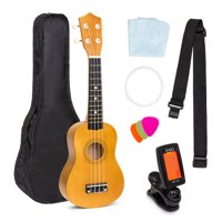 Best Choice Products 21in Acoustic Basswood Ukulele Starter Kit w/ Gig Bag, Strap, Tuner, Extra Strings - Light Brown