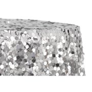1 Pc, Large Payette Sequin Round 120" Tablecloth - Silver For Wedding, Baby Shower, Quinceanera/Sweet 16, New Years Bash, Anniversary Party