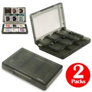 28-in-1 Game Card Case for Nintendo NEW 3DS / 3DS / DSi / DSi XL / DSi LL / DS / DS Lite Cartridge Storage Solution Box, Black 2Packs