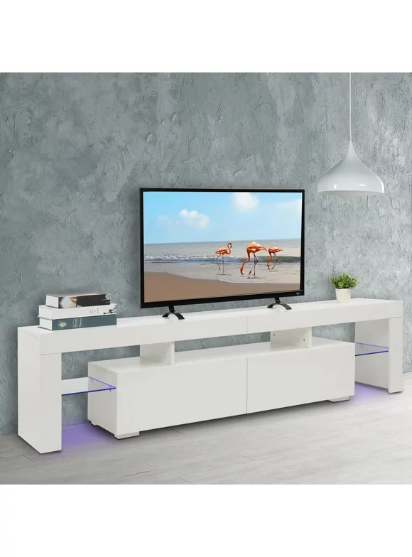 Ktaxon Modern LED TV Unit Cabinet Stand for TVs up to 80 Inches White