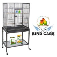 ZENSTYLE Bird Cage with Stand Wrought Iron Construction 53-Inch Pet Bird Cage Play Top Parrot Cockatiel Cockatoo Parakeet Finches Birdcage