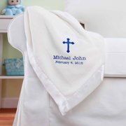Personalized Precious Cross For Him Cream Baby Blanket