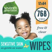 Seventh Generation Free & Clear Baby Wipes, Unscented (Choose Your Count)