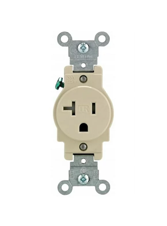 Leviton Mfg R51-T5020-0IS 20 Amp Ivory Single Power Temper Resistant Outlet