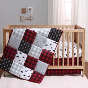 The Peanutshell Buffalo Plaid Crib Bedding Set for Baby Boys or Girls - 3 Piece Woodland Nursery Set - Crib Comforter, Crib Sheet, Crib Skirt