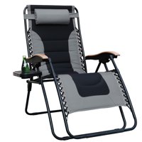 MF Studio Oversize XL Padded Zero Gravity Lounge Chair Wider Armrest Adjustable Recliner with Cup Holder, Support 350 LBS, Grey