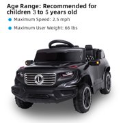 Kids Ride on Toys, Electric Electric Ride on Car with Parental Remote Control, Music, Horn, Lights, Volume Control Functions, Electric Vehicle Cars for 3-5 Years Old Boy Girls, Black, W4494