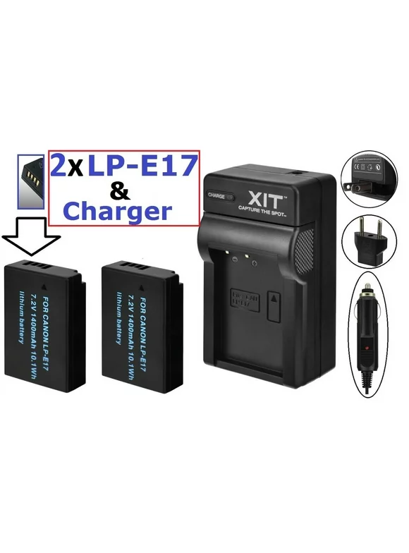 Hi Capacity 2-Pcs LP-E17 Li-Ion Battery With Charger For Canon EOS Rebel T6i T6s