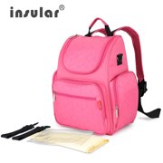 Insular Mommy Bag Backpack Waterproof Large Capacity Baby Bags Diaper Bag with Changing Pad Stroller Strap Storage Bag