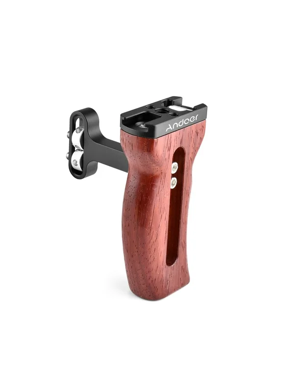 Andoer Handle,Cold Mount 1/4 Side Hand Cold 3/8 Inch Screw 1/4 Inch 3/8 Inch Screw Video Wooden Handle Side Camera Wooden Handle Hand Cold Mount Inch 3/8 Inch Handle Side Hand Universal Camera Wooden