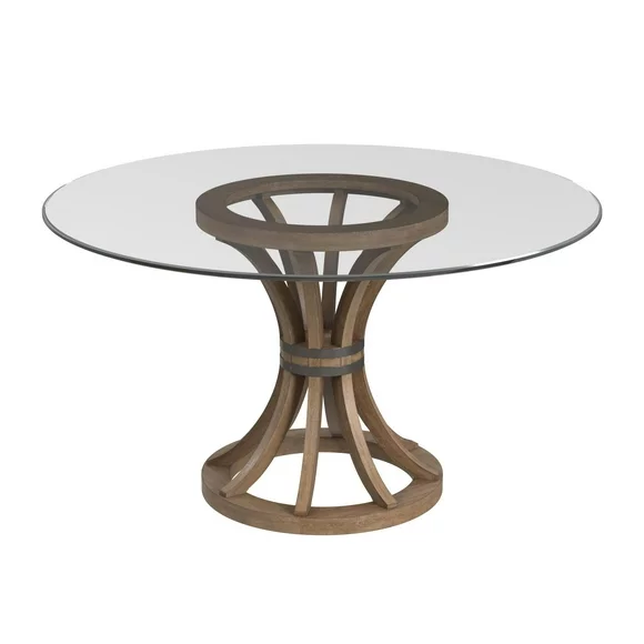 Bassett Mirror Sheffield Round Contemporary Wood Dining Table in Brown